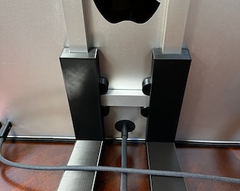 Usermac Apple Studio Display VESA stand, bespoke, desk level screen placement mount black