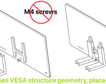 Desk View iMac M1/M3 VESA stand, bespoke, desk level screen placement