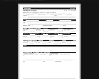 Registro de campo de diagnóstico de HVAC en PDF / Hoja de presión y temperatura de sobrecalentamiento y subenfriamiento (descarga instantánea)