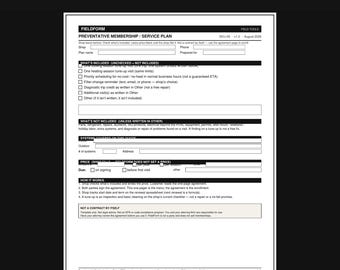 Contrato del plan de membresía de HVAC (Word/PDF) / Seguimiento de renovaciones (Descarga instantánea)