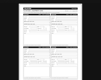 Ficha de equipo con tamaño de filtro HVAC en formato PDF y Excel / Rastreador de cambio de filtro (descarga instantánea)