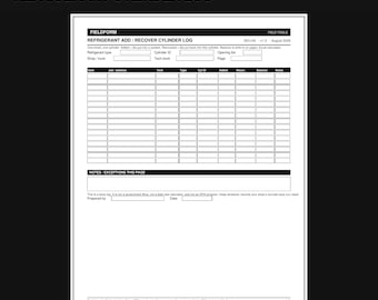 Registro de cilindros de refrigerante HVAC en formato PDF y Excel / Agregar/Recuperar registro (Descarga instantánea)
