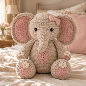 Beginner Crochet Elephant Amigurumi Pattern | Blush & Oatmeal (PDF)