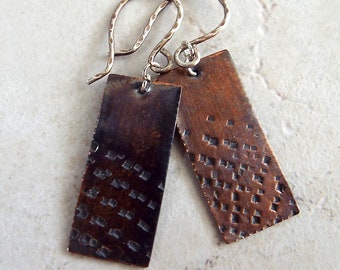 Sterling Silver and Copper Metalsmith Mixed Metals Earrings
