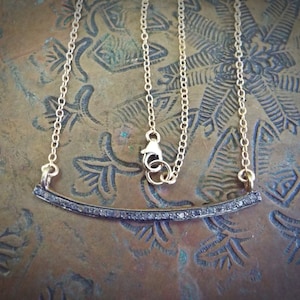 Sterling Silver and Gold Filled Genuine Pave Diamond Minimalist Necklace