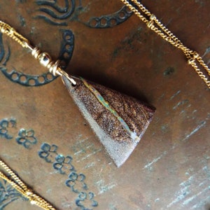 GOURGEOUS Boulder Opal  on 14K Gold Filled Satellite Chain Spring Ring Closure &quot;A river runs through it&quot;