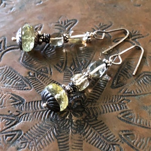 Earrings Lemon Quartz on Sterling Silver 2 inch long image 2