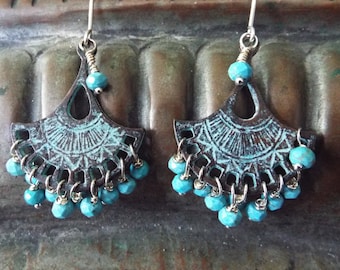 Turquoise Earrings Sterling Silver and Natural Blue Turquoise