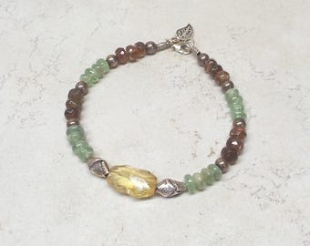 Pulseira Citrino Verde Cianita e Andaluzia Gemstone Hill Tribe Prata de Lei