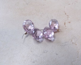 Faceted Pale Pink Lavender Amethyst Teardrop Gemstone Beads 7x10mm ONE Strand of 4 Beads Destash Small Drill hole