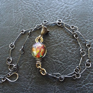 Basha Bead Artisan Necklace Mixed Metal Handmade Sterling Silver Chain with Sterling and 14k Gold Filled Metals 18&quot; chain 2&quot; Pendant drop