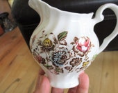 Johnson Brothers Staffordshire Bouquet Creamer Pitcher, Brown Multicolor Creamer, Very good Transferware China Galore