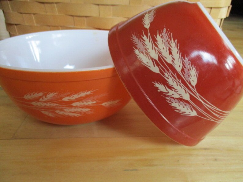 Retro Pyrex Wheat Nesting Mixing Bowls Wheat Pattern Very Etsy
