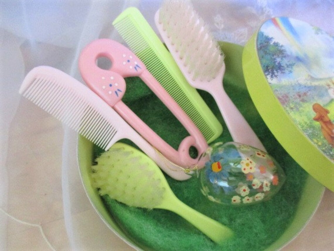 Baby Hair Brush Comb Kit IOB Good to Very Good Mild Use Etsy