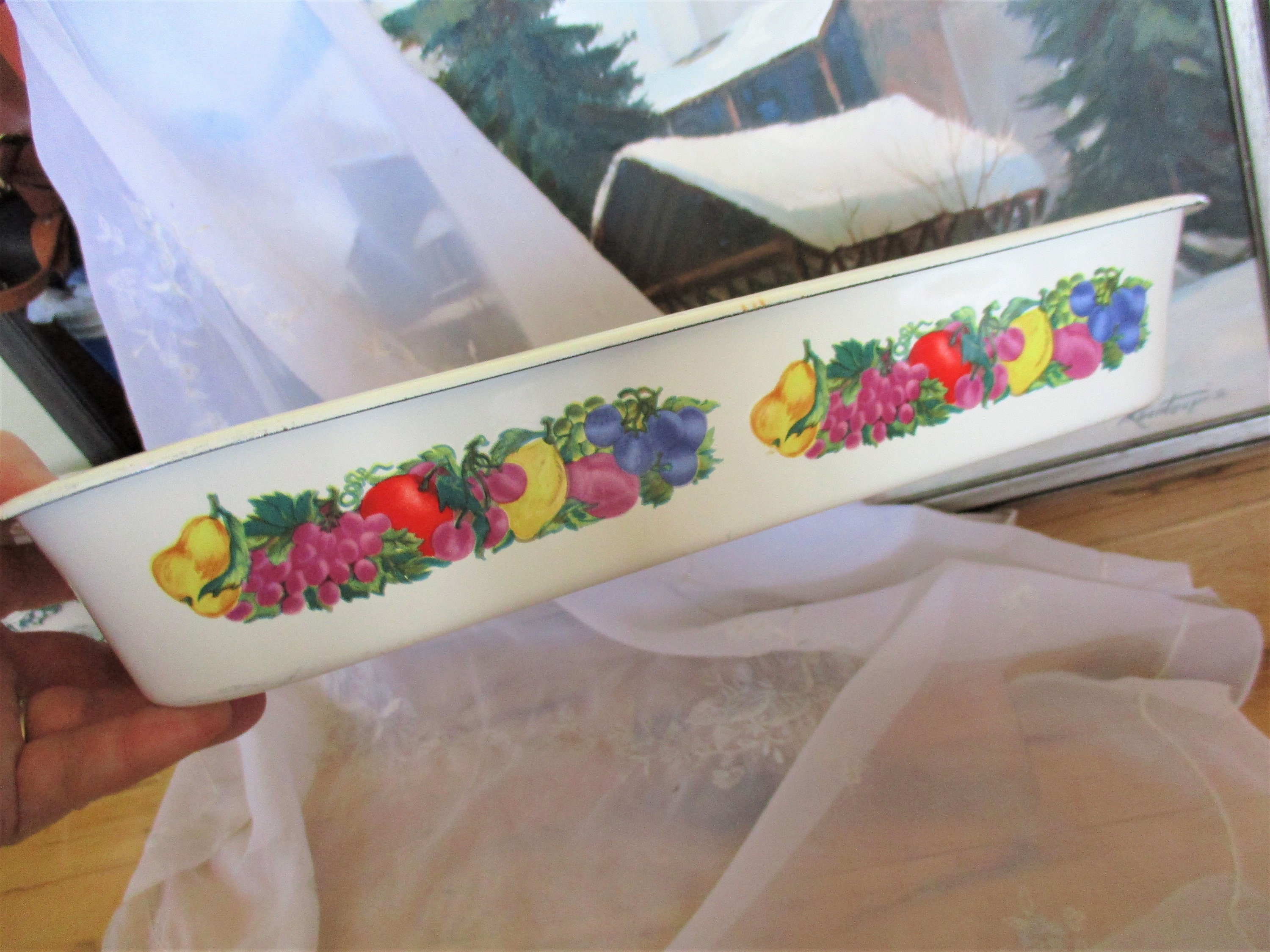 Vintage Enamel Fruit Baking Pan Enamel Cake Pan Fruit Enamel Etsy