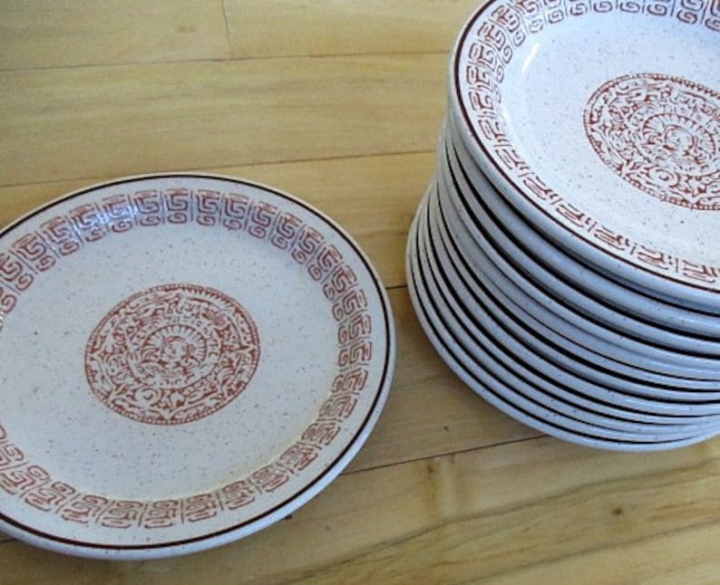 Buffalo China Restaurant Aztec Salad Dessert plate Stamp dates to 1980s Very good Possibly New Old Stock Rare Restaurant ware 13 available