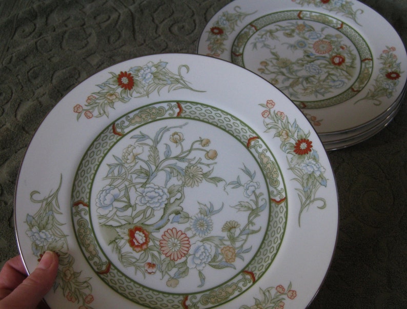 Mikasa Kabuki Dinner Plates Platinum Trim Very Good Set of 4 Etsy