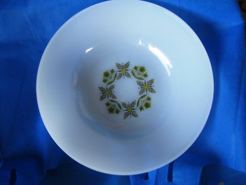 Dinnerware Oven to Table Bowl, Vintage Anchor Hocking Green Meadow Dinnerware Bowl Great