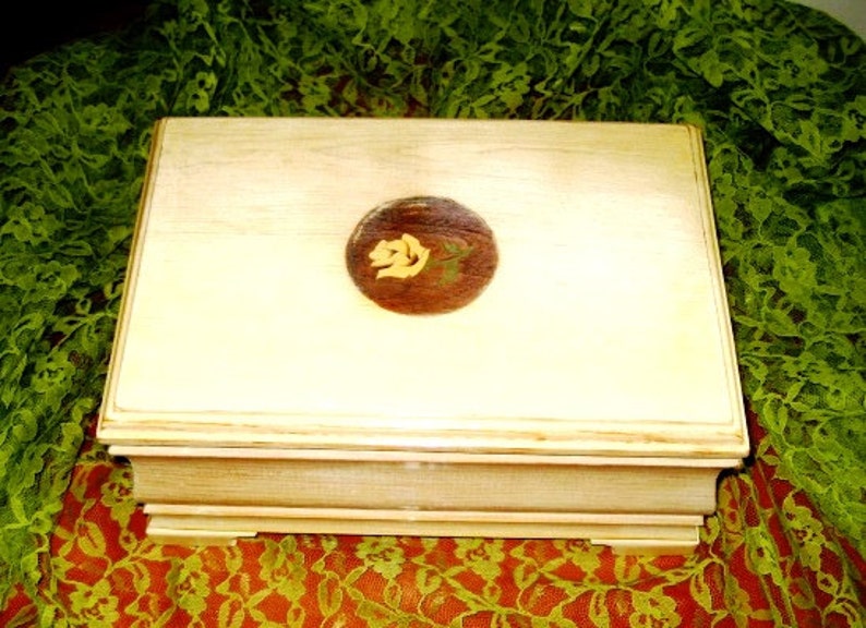 Vintage Whitewashed Oak Jewelry Box Great Signed Hinged Oak Etsy