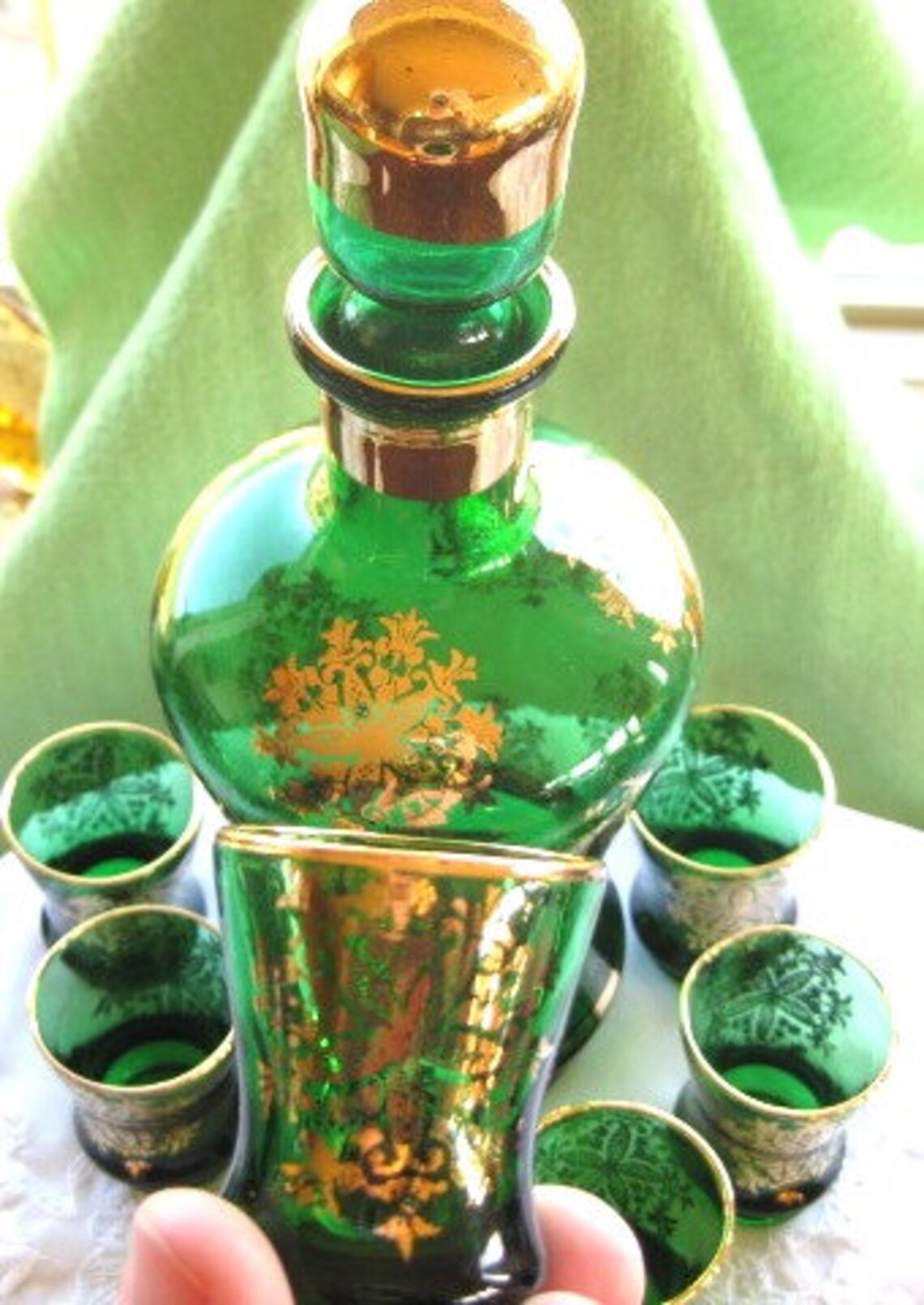 Ornate Italian Decanter With 6 Shot Glasses GREAT Etsy