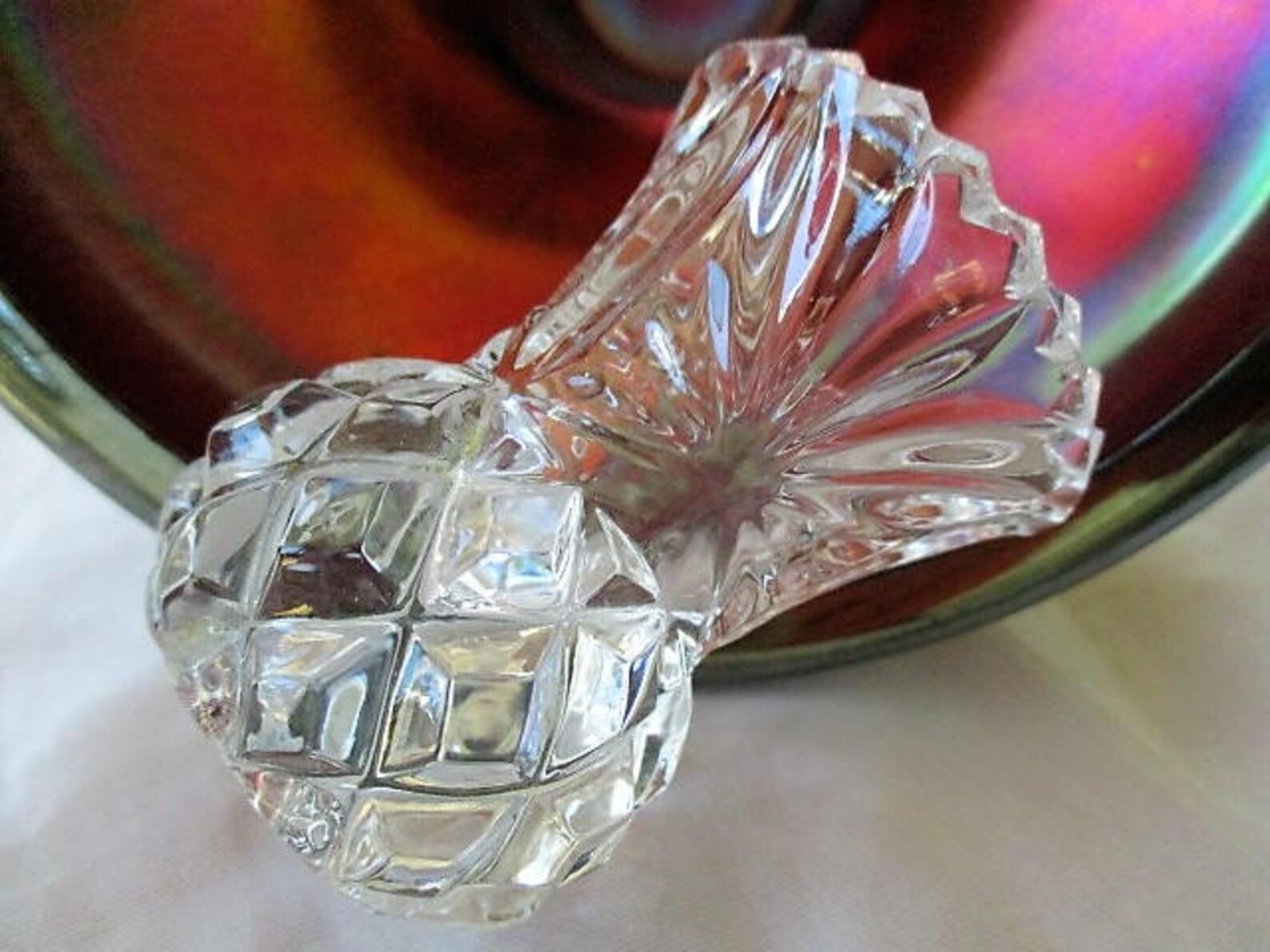 Cut Crystal Pineapple Vases Holders Set of 2 Crystal Etsy