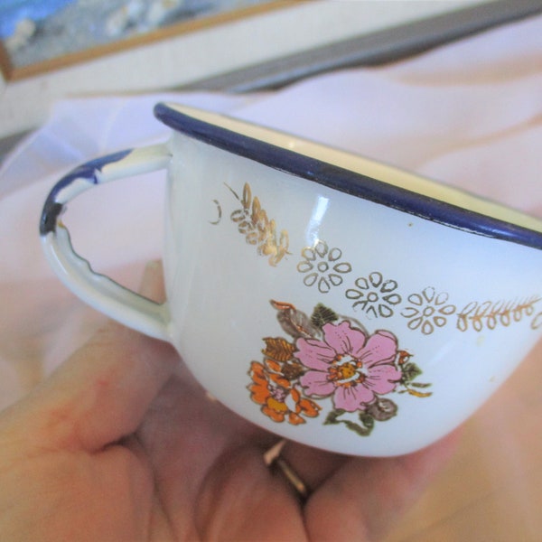 Tres Mexico Enamelware Floral Mug, Vintage Enamel Mug, Enamel camping mug, Enamel Tea Party, Kids Mugs, Enamel decor, China Galore, Good