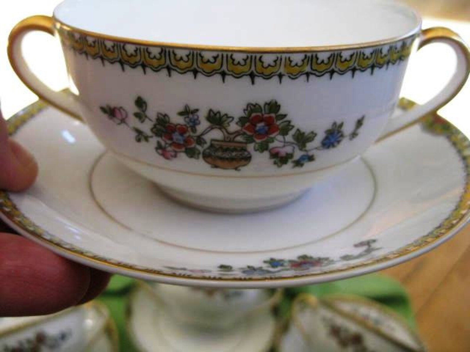 Antique Noritake Shantung Bouillon Cup Saucer Very Good Etsy
