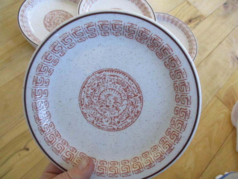 Buffalo China Restaurant Aztec Salad Dessert plate Stamp dates to 1980s Very good Possibly New Old Stock Rare Restaurant ware 13 available