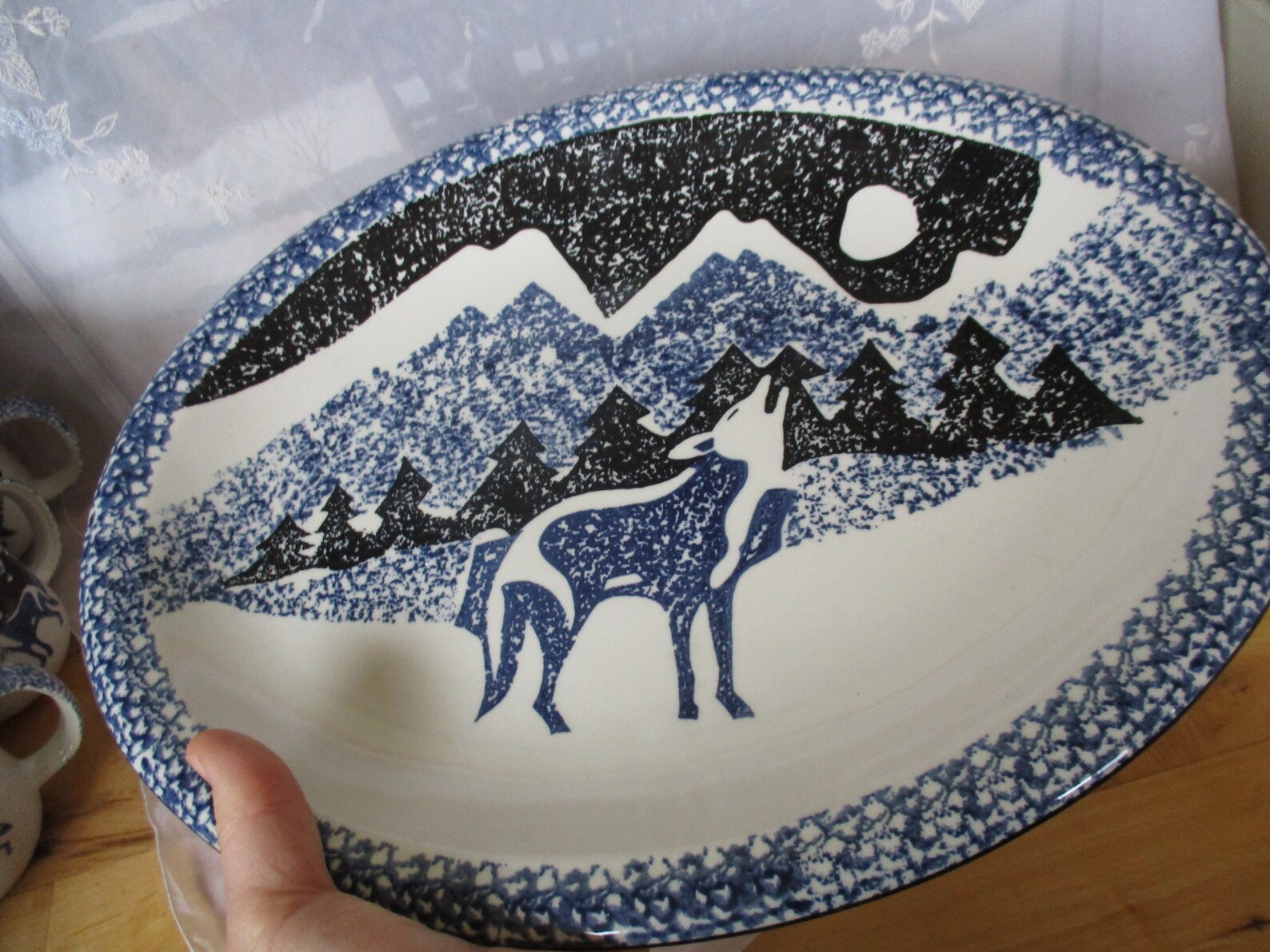 Tienshan Folk Craft Howling Wolf Platter Howling Wolf Platter Etsy