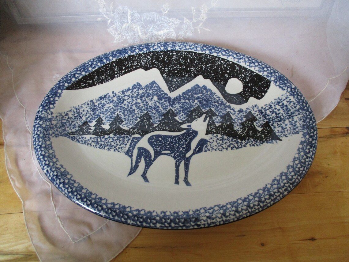 Tienshan Folk Craft Howling Wolf Platter Howling Wolf Platter Etsy