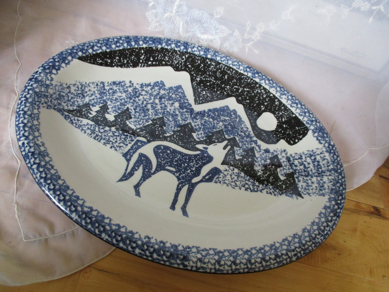 Tienshan Folk Craft Howling Wolf Platter Howling Wolf Platter Etsy
