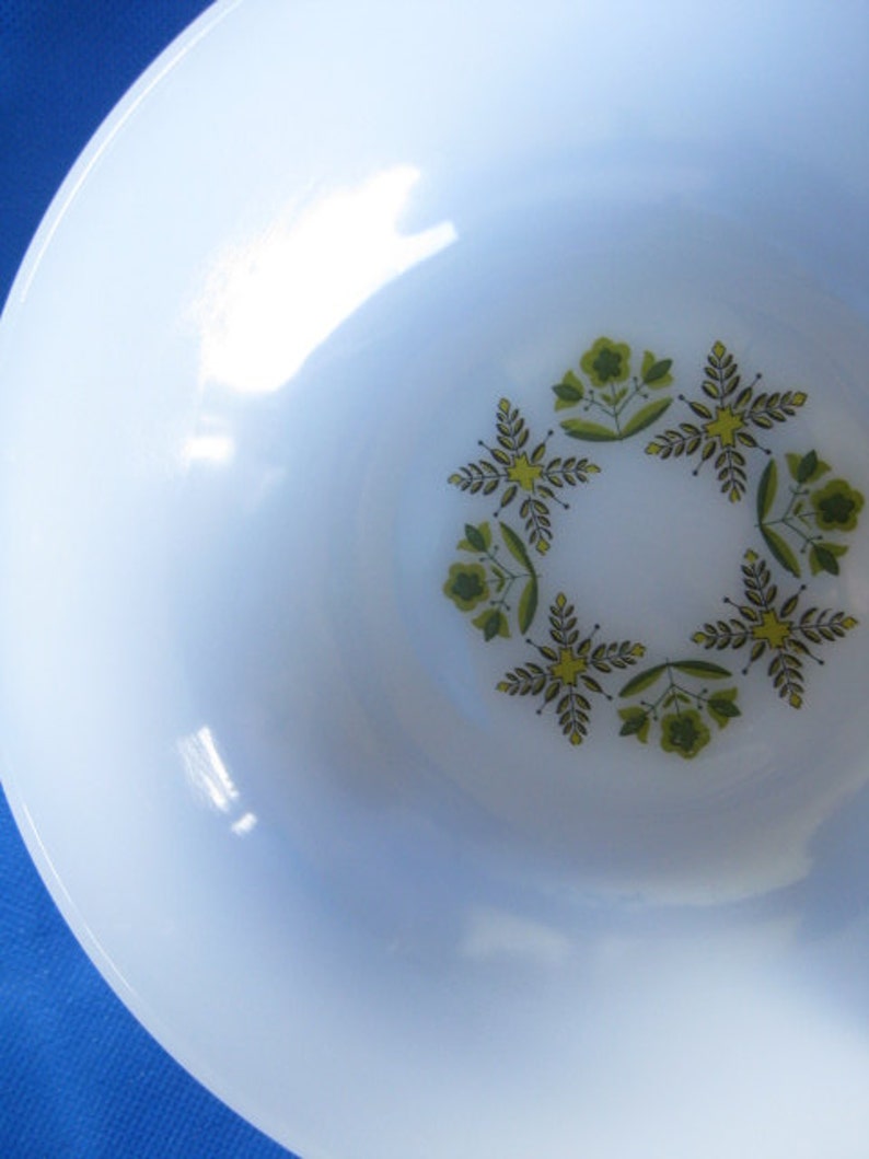 Dinnerware Oven to Table Bowl, Vintage Anchor Hocking Green Meadow Dinnerware Bowl Great
