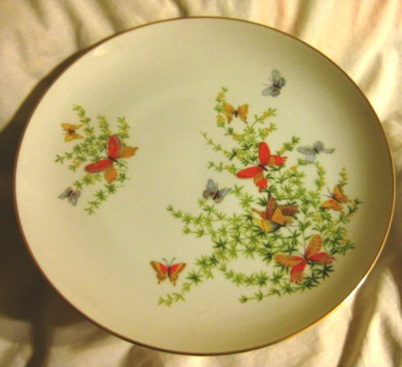 Ecstasy by Shafford Butterfly Cake or Dessert Pedestal Serving Platter MINT
