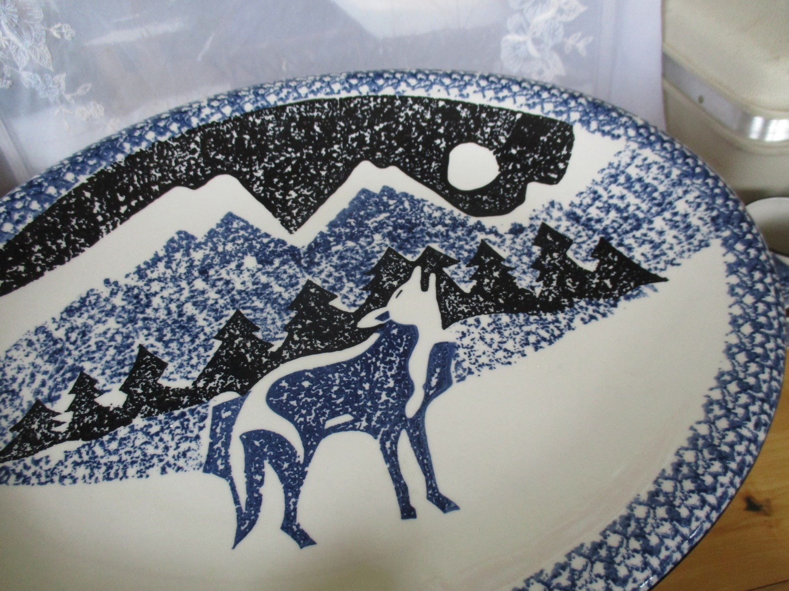 Tienshan Folk Craft Howling Wolf Platter Howling Wolf Platter Etsy