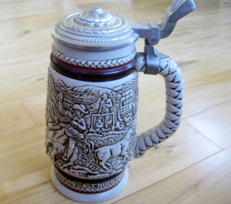 1980 Collectible Avon Salute to Ranchers Lidded Beer Stein Etsy