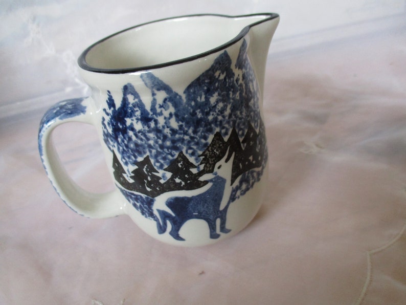 TIenshan Folk Craft Howling Wolf Creamer ONE Etsy