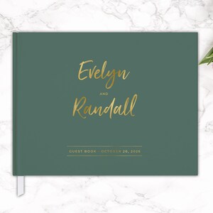 Guest Book Wedding Guest Book Custom Guestbook Green Wedding Sign In Book Goil Foil Wedding Guest Book