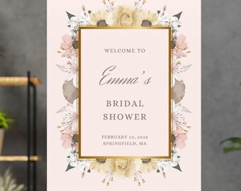 Bridal Shower Welcome Sign Template Bridal Shower Sign Blush Welcome Sign Bridal Brunch Welcome Wedding Sign Template Wedding Signage Canva