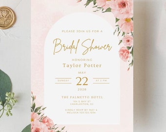 Boho Bridal Shower Invitation Template Editable Bridal Shower Invitation Boho Wedding Wildflower Invitation Digital Invite Canva Template
