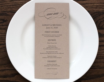 Druckbare Hochzeitsmenüvorlage, sofort herunterladbare Hochzeitsmenü, druckbare Menü, Hochzeitsmenü, Menükartenvorlage, DIY Hochzeitsmenü