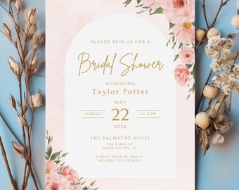 Boho Wildflower Bridal Shower Invitation Template Editable Bridal Shower Invitation Boho Wedding Wildflower Invitation Canva Template