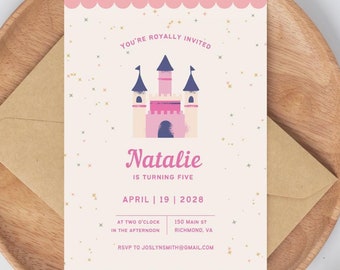 Princess Birthday Invitation Template For Kid Printable Birthday Invite Kids Birthday Invitation Fairytale Themed Birthday Invite Canva