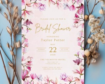 Boho Wildflower Bridal Shower Invitation Template Editable Bridal Shower Invitation Boho Wedding Wildflower Invitation Canva Template