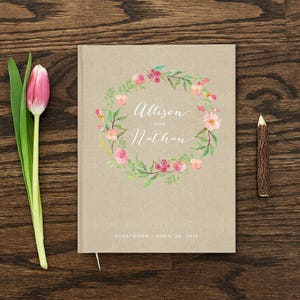 Rustic Floral Wedding Guest Book, Wedding Guest Book, Custom Guest Book, Unique Guest Book, Wedding Gift
