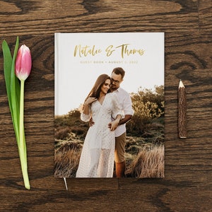 Wedding Guest Book Gold Foil Custom Guest Book Wedding Gift Custom Photo Guestbook Personalized Bridal Shower Gift Wedding Reception Sign In