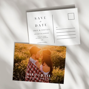 Save the date Postkarten Vorlage Elegante Save the date Postkarten Foto sparen die Daten Hochzeit druckbare Save the Date Postkarten Canva Vorlage