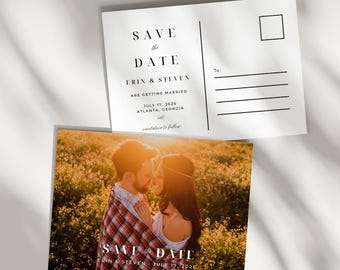 Save The Date Postcard Template Elegant Save The Date Postcard Photo Save The Dates Wedding Printable Save The Date Postcard Canva Template