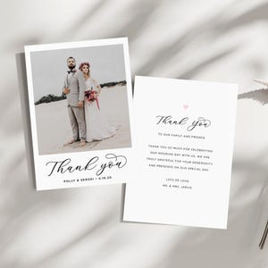 Modèle de cartes de remerciement pour mariage Cartes de remerciement pour mariage Modèle de carte de remerciement photo moderne Cartes photo de remerciement pour mariage minimaliste Canva