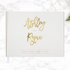 Wedding Guest Book Custom Guest Book Wedding Gift Gold Foil Wedding Sign In Book