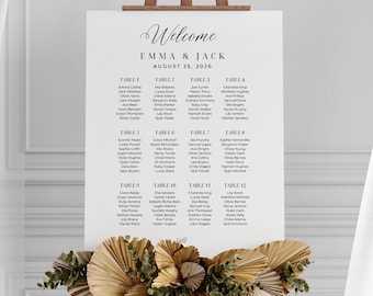 Wedding Seating Chart Template Printable Table Seating Chart Minimalist Wedding Table Plan Wedding Signage Wedding Seating Chart Editable